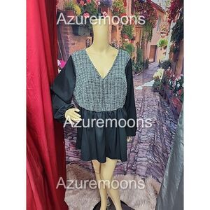 BLOOMCHIC NWT Plus Sz 18/20 Blouse Top Black White business Casual Long Sleeve